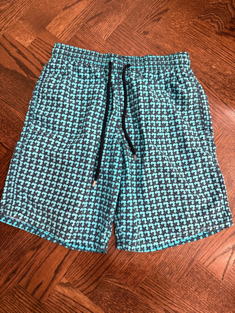 Vilebrequin Teal and Black Patterned Swim Trunks